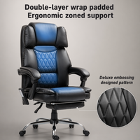 Fauteuil de bureau de direction moderne grand format en cuir PU avec massage 6 points, chauffage, inclinable ergonomique et dossier en velours 3 positions
