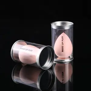 Wholesale Clear Round Cylinder Packaging Tube Cosmetic Makeup Sponge Egg Plastic Cylinder