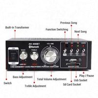 Amplificateur de basses à tube AOSHEN AK-698BT Mini 250W 2 canaux avec prise US noire pour compétition automobile