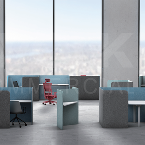 ATWOKA Cabina Acustica Singola con Schermo Privacy in Tessuto, Scrivania Integrata e Vano Laterale per Uffici <span class=keywords><strong>Open</strong></span> Space - Product Image 2