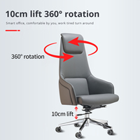Chaise de bureau moderne en cuir PU à dossier haut avec pieds en fer, appui-tête pivotant réglable pour bureau à domicile