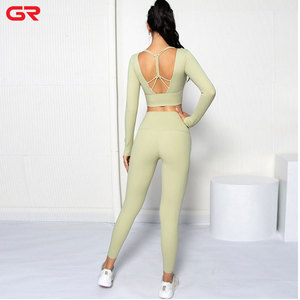 Nylon Trọng Lượng Nhẹ 2-Mảnh Của Phụ Nữ Yoga Phù Hợp Với Thoáng Khí Dài Tay Áo Cao Eo Phòng Tập Thể Dục Xà Cạp Túi Cho Tập Thể Dục Thể Thao - Product Image 3