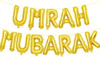 Ballons étoiles UMRAH MUBARAK de 16 pouces, célébrations de l'Umrah, rassemblements festifs islamiques, fournitures pour les fêtes religieuses du Ramadan Mubarak et de l'Aïd