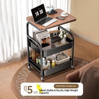 Carrito de Almacenamiento Multifuncional con Ruedas y Tablero de Mesa, Estante Metálico Móvil Pequeño para Sala de Estar