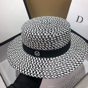 Straw <b>Hat</b> Bucket <b>Hat</b> For Women <b>Summer</b> Sun Protection Breathable Flat Top Beach Travel <b>Hat</b> Khaki Black Gray - Product Image 1