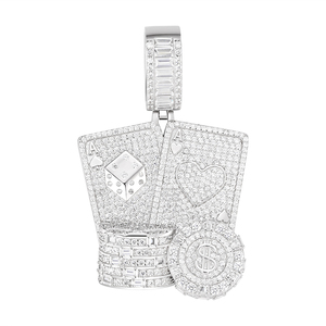 Ciondolo Hip Hop da Casinò Poker in Argento 925 con Moissanite Multicolore Iced Out, Charm per Gioielli da <span class=keywords><strong>Uomo</strong></span> - Product Image 4