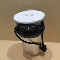 Prise de bureau motorisée intelligente escamotable avec chargeur sans fil et ports USB en alliage d'aluminium pour bureaux