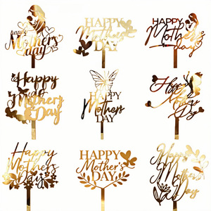 Décoration de gâteau réutilisable en acrylique pour la fête des Mères, insert 'Happy Mom' pour anniversaire, décoration de pâtisserie, style papillon, présentoir à desserts - Product Image 6