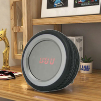 Mode Roue LED Miroir Numérique Pneu Forme Table Alarme Table Horloge Reloj