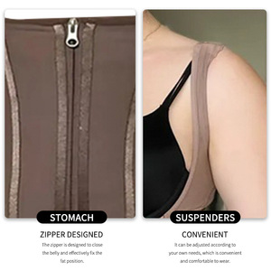 Tunique grande taille européenne et américaine en nylon, anti-bactérienne, sculptante, à fines bretelles, boutonnée, avec fermeture éclair sur le devant et taille ajustée - Product Image 4
