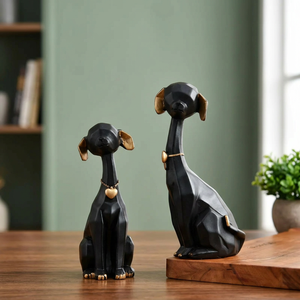 Premium Durable Black and <b>Gold</b> Metal Resin Dog <b>Statue</b> High Grade Handmade Modern Design Home Office Decorative Showpiece - Product Image 3