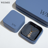 WEIMEI Personnalisable Couvercle et Base Bleus Coffret Cadeau de Luxe en Cuir pour Bijoux Collier Bague Boucles d'Oreilles