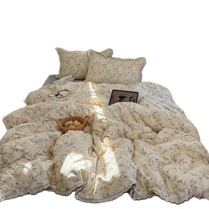 Parure de lit vintage à volants floraux 100 % coton pur, douce pour <span class=keywords><strong>la</strong></span> peau, style <span class=keywords><strong>princesse</strong></span> coréenne, disponible en 4 pièces - Product Image 3