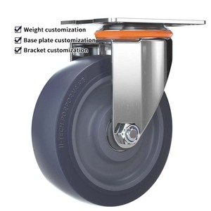 Hochbelastbare Schwenkrollen 3-5 Zoll TPR-Gummi Vollständige Verriegelungsbremse Grauer Kunststoffkern Lenkrollen 12mm Achse Hart - Product Image 3