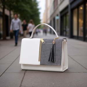 Borsa a Tracolla Bianca Candela da Donna Fana, 7 Pollici, Design con Nappine in PU, Stile Estivo - Product Image 2