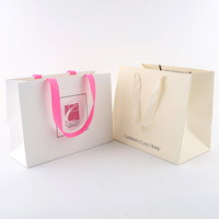 Ruban personnalisé imprimé avec logo pour sacs, bijoux, chaussures, vêtements, cadeaux, shopping, luxe, écologique, recyclable, blanc