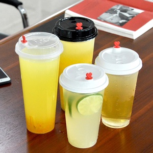 Copos de Plástico Descartáveis para Bubble Tea, Frutas e Leite, Copos de Plástico PP Injetado, 12, 16, 20, 22, 24 oz com Tampa - Product Image 4