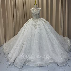 Vestido de Novia de Gala con Cola de Catedral Lujosa y Brillante Mc040, con Cuentas de Cristal y Lentejuelas Onduladas de Tul, Jancember - Product Image 3