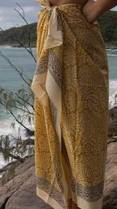 Hand Block Printed Cotton <b>Sarong</b> Beach Wrap Skirt Pareo Shawl Cotton Voile Scarf Floral Summer Wear - Product Image 6
