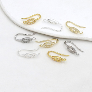 Ganchos para Pendientes de Circonita Cúbica Ovalada, Oro 18k y Plata, Componentes para Joyería DIY, Estilo 10, Piezas para Pendientes con Incrustaciones de Diamantes - Product Image 1