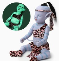 Boneka Bayi Reborn Bersinar dalam Gelap, Figur Bayi Vinyl Lembut 20 inci 50cm dengan Pakaian Cetak Leopard Kustom