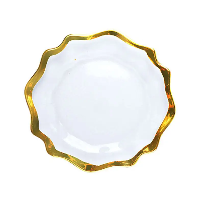 Handpainted 21Cm 27Cm 33Cm 13 inç 10.5 inç 8.5 inç çok boyutlu altın boncuklu supla tabağı cam tabaklar düğün dekorasyon için
