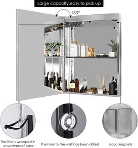 Gabinete <span class=keywords><strong>de</strong></span> <span class=keywords><strong>Espejo</strong></span> LED para Baño, Gabinete <span class=keywords><strong>de</strong></span> <span class=keywords><strong>Espejo</strong></span> <span class=keywords><strong>de</strong></span> Acero Inoxidable para Almacenamiento en Pared, Puerta Individual - Product Image 5