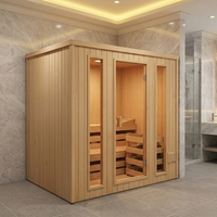 Cabina de Sauna Infrarroja de Madera Sólida Canadiense con Ventanas Transom, Panel de Control Computarizado, 220V, Modelo HOT 1 para 2 Personas