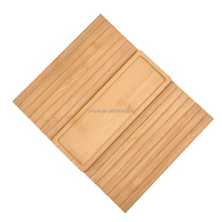 Zusammenklappbares Bambus-Holz-Aufbewahrungstablett für Sofa-Armlehne, Faltbare Wandmontage-Essensablage, Rechteckige Tabletts >501ml
