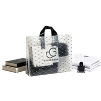 Sac de courses en plastique transparent à livraison rapide avec poignée en boucle pour la vente en gros d'épicerie
