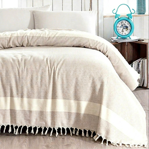 Manta de Toalla Turca con Diseño de Diamantes, 100% Algodón, Colección Clásica, Manta para Cama - Product Image 1