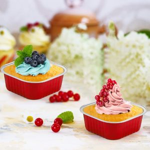 Cupcake Mold Baking Tray 300ml 10oz Square Aluminium <b>Foil</b> <b>Containers</b> Bread Disposable Aluminum Mini Loaf Pans with PLastic Lid - Product Image 6