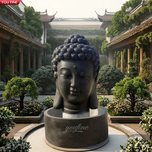 Jardim exterior vida tamanho pedra mármore Buda cabeça estátua - Product Image 2