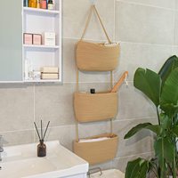 KUYUE panier suspendu à la porte, organisateur mural robuste en corde de coton, panier suspendu à 3 niveaux