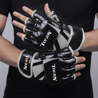 Vente en gros OEM Logo personnalisé en cuir PU microfibre 4oz 6oz 7oz paume ouverte sans doigts support de poignet Gants UFC Gants MMA
