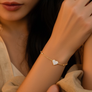 กำไลข้อมือคริสตัลหัวใจ ชุบทอง ทำจากสแตนเลสสตีล 316L ทนทาน เป็นมิตรต่อสิ่งแวดล้อม สำหรับผู้หญิง - Product Image 3