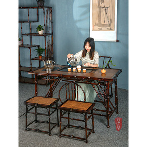 Zhuqige <b>Bamboo</b> Tea Table Set With Kettle Integrated Home Coffee Table For Tea Ceremony - Product Image 5