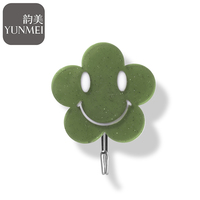 Gantungan Dinding Clover Smiley Cantik Bahan PS, Gantungan Tempel Sendiri untuk Penyimpanan di Rumah, Kamar Mandi, Dapur, Ruang Tamu