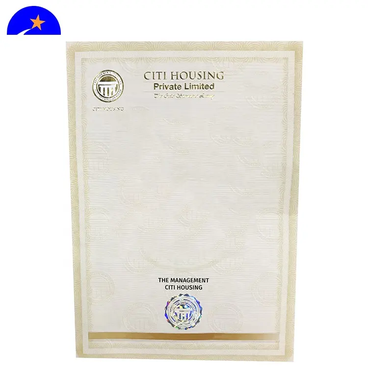 Paper Type and Hot Stamping Surface Finish watermark paper security certificate,College certificate paper