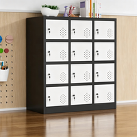 Armoire de rangement en acier à 12 compartiments, casier métallique pour employés avec serrure à clé pour bureau et dortoir