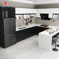 Contreplaqué noir allure américain prêt à l'emploi personnalisé mdf acrylique smart White modulaire Chine luxe maison Design Armoires de cuisine
