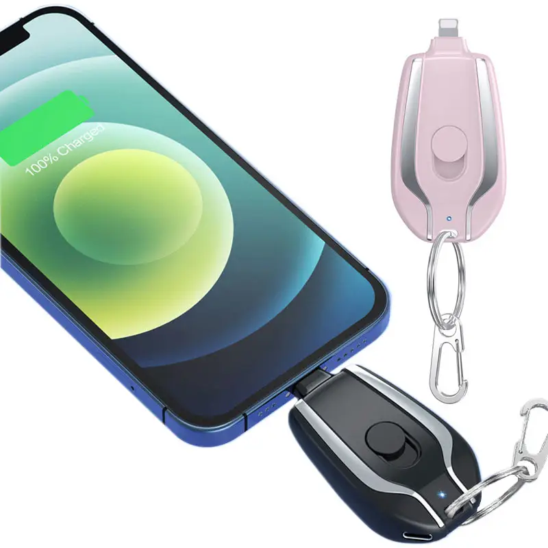 Keychain 1500 mAh Type C Emergency Mobile Phone Small Portable Backup Charger Pod Powerbank Mini Power Bank for Android Iphone