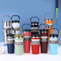 Grosir Massal Tumbler Stainless Steel 30 oz 20 oz yang Dapat Digunakan Kembali, Botol Termos untuk Perjalanan Luar Ruangan dan Olahraga dengan Sedotan Lipat