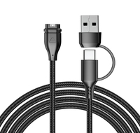 Kabel Pengisi Daya Cepat USB Tipe C 2 In 1 untuk Garmin Forerunner 570 970 Fenix ​​8 7 Pro 6 7X 7S Venu Kabel Pengisi Daya Jam Tangan Nilon Cepat