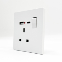Enchufe de Pared Estándar Británico A6 B1 13A con Puerto USB Tipo C, Toma de Corriente de Pared del Reino Unido con Interruptor e Indicador Luminoso para Hogar y Hotel