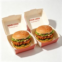 Caja de Embalaje de Alimentos de Primera Calidad para Comida Rápida, Caja de Papel Kraft para Llevar Hamburguesas, Pollo Frito, Pizza, Hamburguesas, con Tapa Abatible