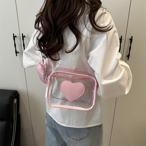 Sac bandoulière transparent personnalisé en forme de cœur, approuvé pour les stades, en PVC imperméable, idéal pour les concerts et festivals d'été - Product Image 6