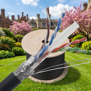 305เมตรอัลฟอยล์ถัก24AWG สองชั้น4PR 2PR ทองแดง CCA BC สายเคเบิล Cat6 <span class=keywords><strong>sf</strong></span>/<span class=keywords><strong>utp</strong></span> s/ftp SFTP SFTP - Product Image 5