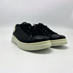 Chaussures à plateforme en cuir noir à lacets, talon blanc contrastant, semelle épaisse, baskets décontractées légères - Product Image 1