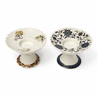 Candélabre en céramique et porcelaine, style nordique, plat à pied, bord festonné, motif floral bleu et blanc, décoration d'intérieur écologique, Hygge